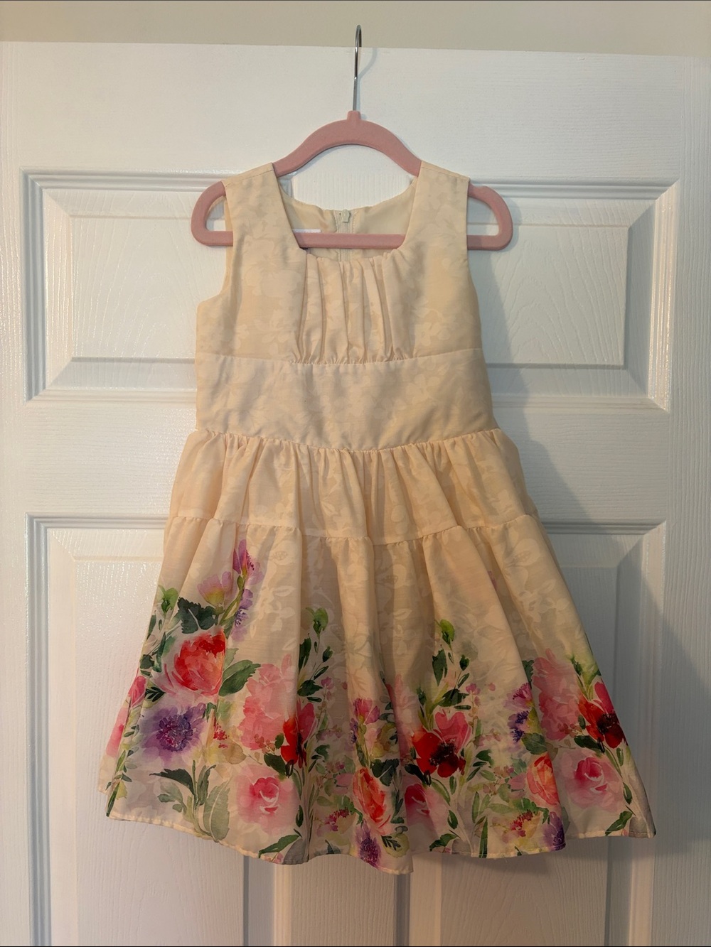 Cream Floral Tiered Girls' Dress